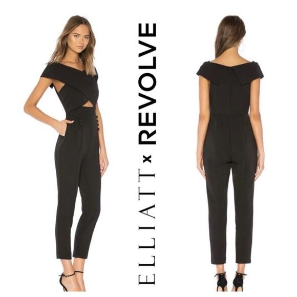 REVOLVE Pants - ELLIATT x Revolve Sorento Black Jumpsuit Cut Out Playsuit Party Cocktail NYE